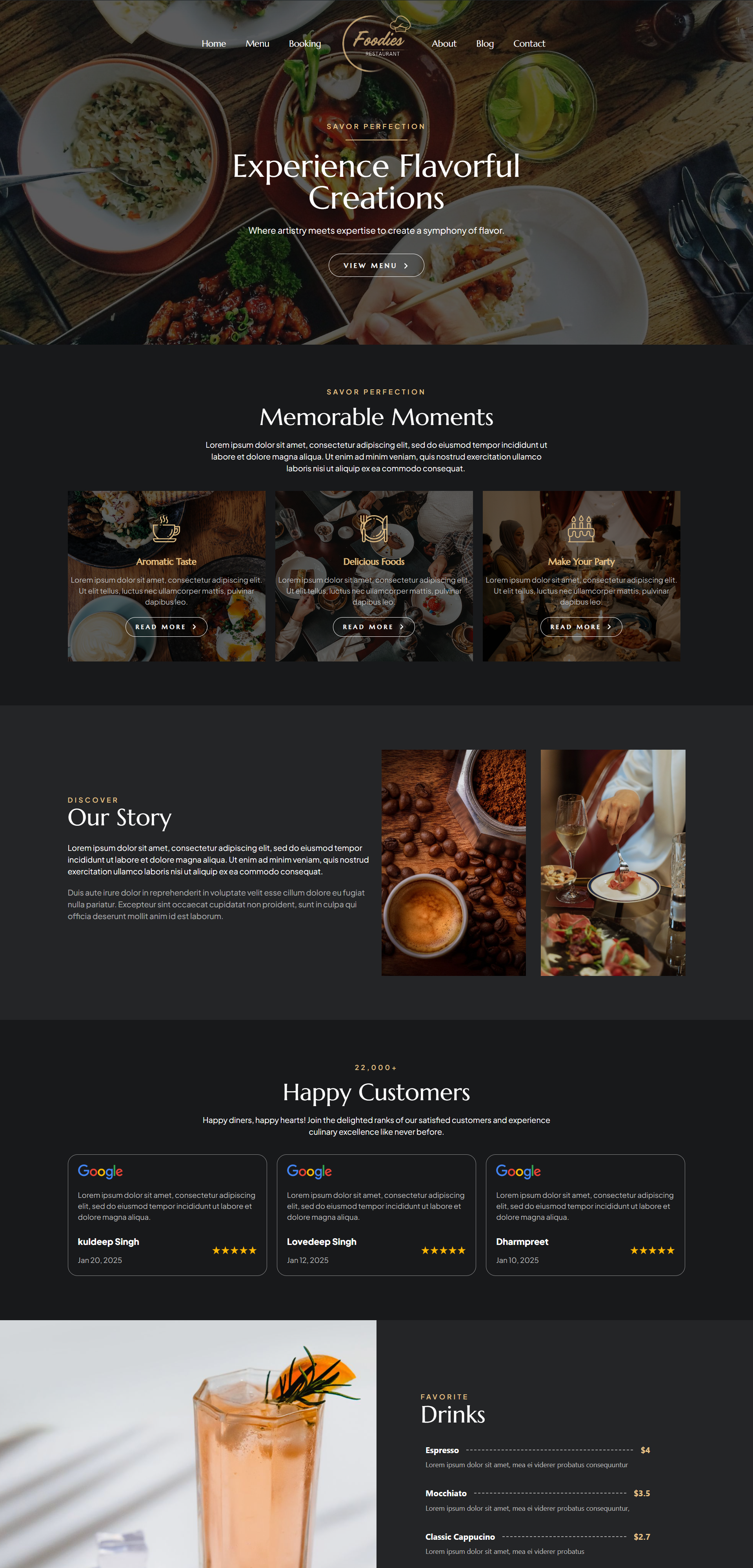 cafe website designed