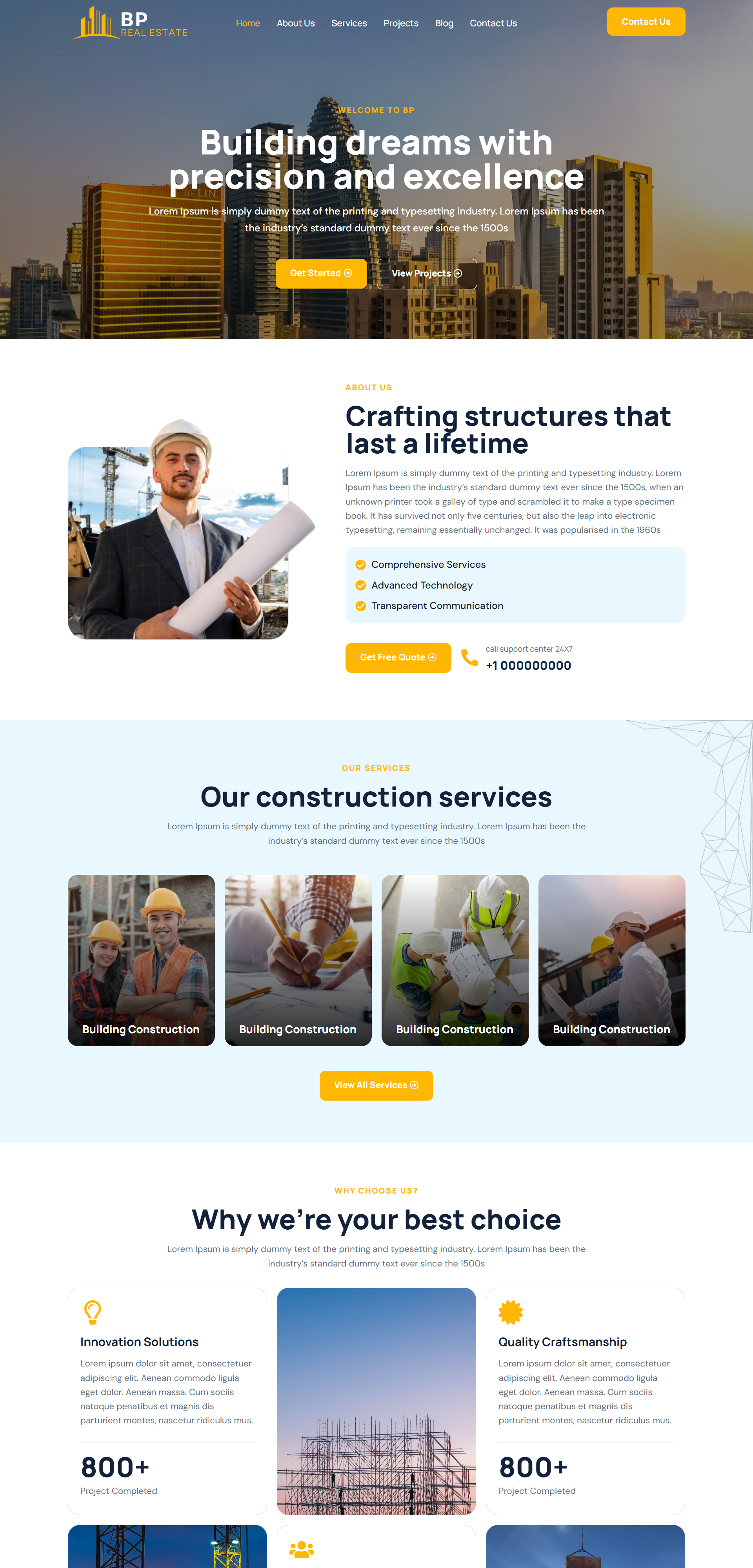 construction website designed